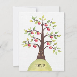 OSA Bröllop Monogram Apple Träd Carving Kort