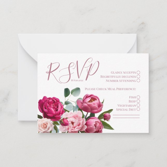 OSA Bröllop Peony-kort Anteckningskort (Framsida)