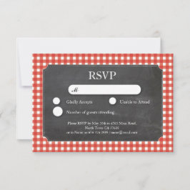OSA Bröllop Red Check Chalkboard-kort Inbjudan
