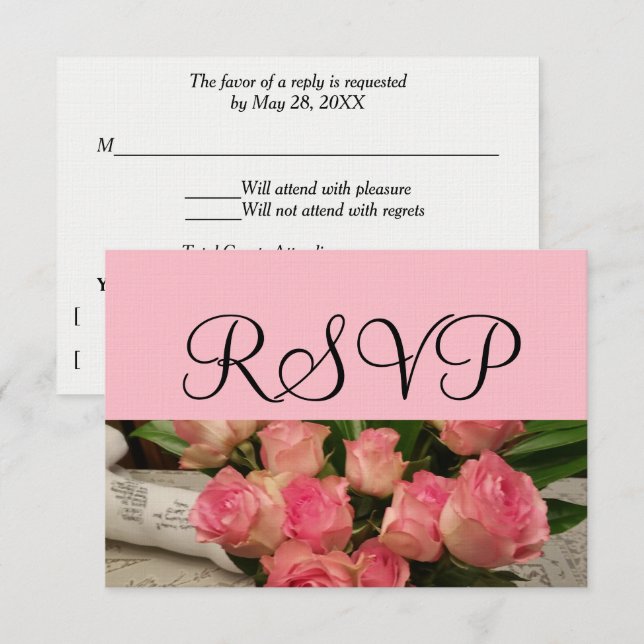 OSA Bröllop Rosa ros Bouquet Silver (Fram/baksida)