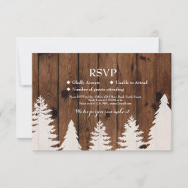 OSA Bröllop Rustic Wood Winter Träd Cards Inbjudan