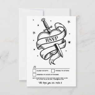 OSA Bröllop Tattoo Traditional Sten Heart Inbjudningar