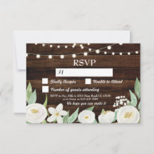 OSA Bröllop Wood Cards Rustic Flowers Inbjudan