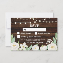 OSA Bröllop Wood Cards Rustic Flowers Inbjudan