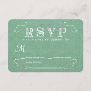 OSA Burlap Mint Grönt Rustic Deluxe Reply Kort