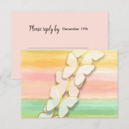OSA Butterfly Rosa Grönt Peach Watercolor Inbjudningar
