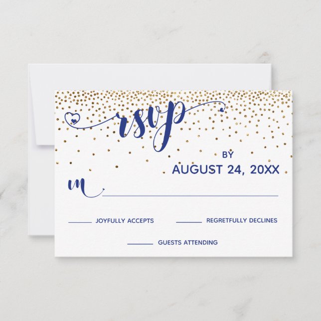 Osa Calligraphy with Hearts, Guld Confetti Kort (Framsida)