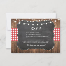 OSA Chalk Bröllop Wood Rustic Red Check Cards