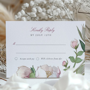 OSA Classic Peonies Bröllop Reply Inbjudningar