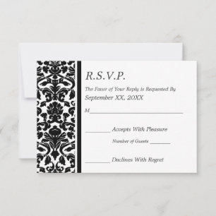 OSA Damask Black and White Bröllop Kort