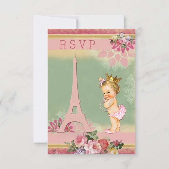 OSA Eiffel Torn Princess Baby Shower Kort (Framsida)