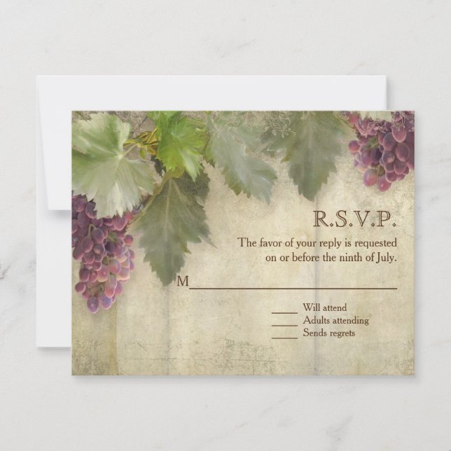 OSA Elegant Rustic Vineyard Winery Bröllop Kort (Framsida)