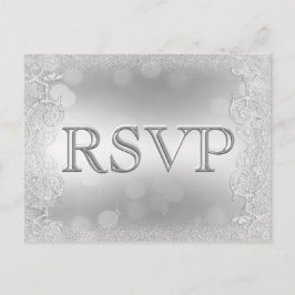 OSA Elegant Silver Faux Glitter Inbjudan Vykort