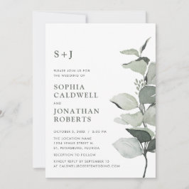Osa Eucalyptus Monogram Bröllop Inbjudningar