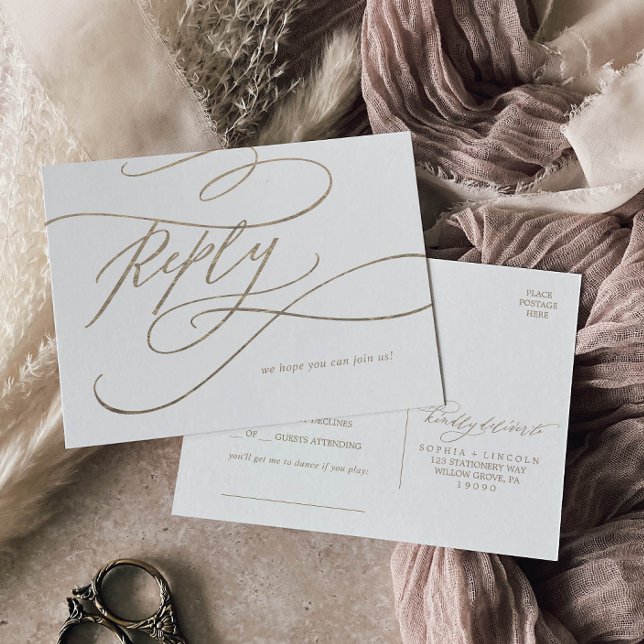 Osa för ansökan om Romantic Guld Calligraphy Sång Inbjudan Vykort (Skapare uppladdad)