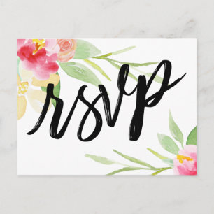 OSA för Avslappnad Handskrift Boho Watercolor Blom Vykort