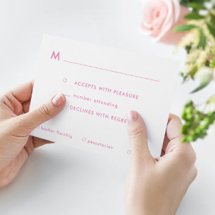 Osa för Bat mitzvah måltider med enkel Rosa Ombre Kort