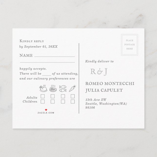 OSA för begäran om bröllop Sång Inbjudan Vykort (Baksida)