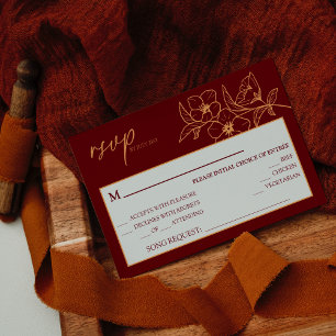 Osa för begäran om Burgundy Guld Blommigt Bröllop  Kort