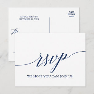 OSA för begäran om elegant Navy Calligraphy Sång Inbjudan Vykort