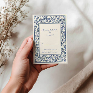 Osa för Blå Blommigt-svar för Delvintage Kort
