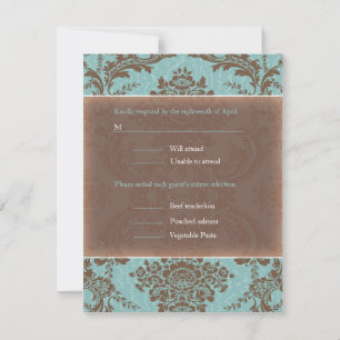 Osa för Blue Elegant Damask bröllop Kort