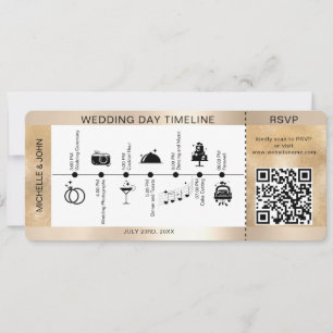 Osa för boardingpass Illustrated Bröllop Timeline Inbjudningar