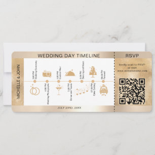 Osa för boardingpass Illustrated Bröllop Timeline Inbjudningar