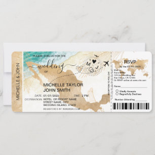 Osa för boardpass World Map Mexico Beach Inbjudningar