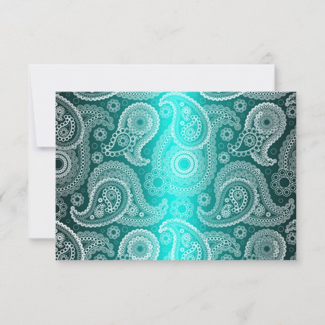 Osa för bröllopsinbjudan för Aqua Shimmer Snöre In Inbjudningar (Framsida)