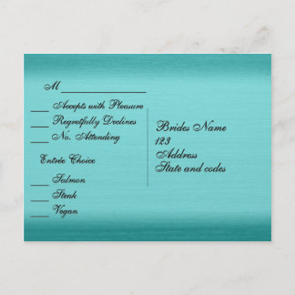 Osa för Brushed Teal Blue Menu Inbjudan Vykort