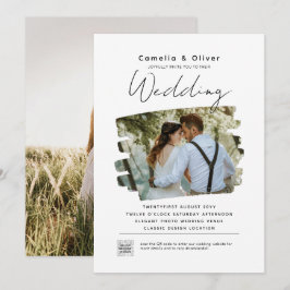 Osa för BUDGETPHOTO-bröllopsinbjudan QR-kod Inbjudningar