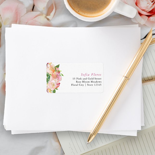 OSA för Chic av rosa och Guld Blommigt i Adress Adressetikett (Address Stamps - perfect for RSVP enelopes - from my Floral Chic Quinceanera Collection
)