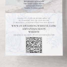 OSA för elegant Classic Dusty Blue QR Code Blommig