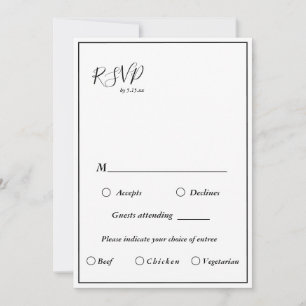 OSA för elegant Modern Bröllop Menu Choy  5x7 Inbjudningar