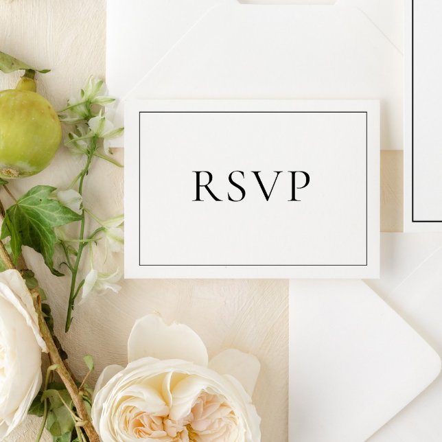 OSA för elegant, svart och vitt, klassiskt skript Kort (Easily personalize this elegant, formal wedding rsvp to go with the suite)