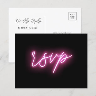 Osa för elsvart och Rosa Neon Glow Light Vykort