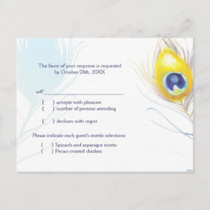 Osa för enkel Peacock Feather Bröllop Menu Choice Inbjudan Vykort