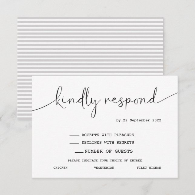 OSA för enkelt modernt skriptsvarskort för elegant Kort (Fram/baksida)