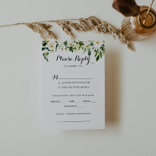 Osa för Grey White Blommigt Bröllop Menu Choice Kort