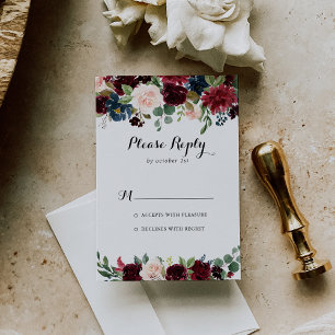 Osa för hösten Rustic Burgundy Modern Calligraphy Kort