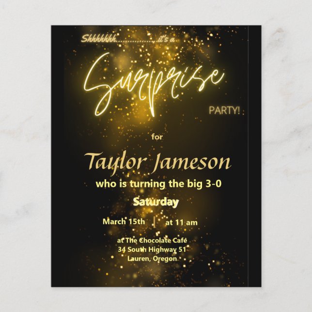 Osa för inbjudan till budgetöverraskning flygblad (Framsidan)