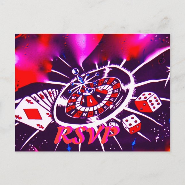 Osa för inbjudan till kasino teme-bröllop (Framsida)