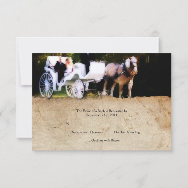 Osa för inbjudan till Romantic Carriage Horse Wedd (Framsida)