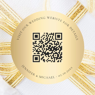 osa för information om QR-guld på bröllop webbplat Runt Klistermärke