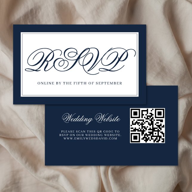 Osa för marin och vit Elegant QR Tilläggskort (Skapare uppladdad)