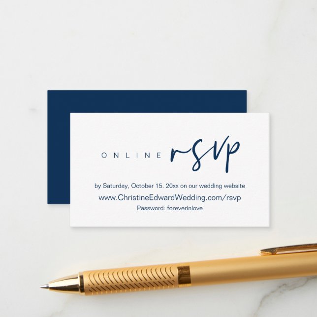 OSA för Online av bröllopsinbjudningar, visitkort  Tilläggskort (Fram/Back In Situ)