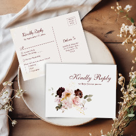  OSA för peony och Burgundy Meal-alternativ för -v Inbjudan Vykort