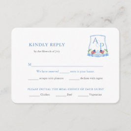 OSA för Rött vitt blått Bröllop-måltider i elegant Tilläggskort