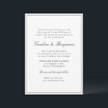 OSA för snyggt Classic Gräns-skript i Elegant bröl Inbjudningar<br><div class="desc">Snyggt Formal Classic Traditional Script Elegant bröllop-inbjudan med Narrow Gräns i OSA för svart och Online</div>
